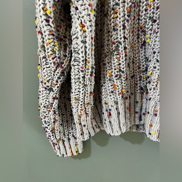 Easel Confetti Pom Pom Crew Neck Knit Cream Sweater Multicolor Size Small S - Picture 3 of 8